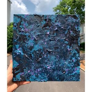 Original Abstract Blue and Black Painting | Unique Abstract Blue Wall Décor